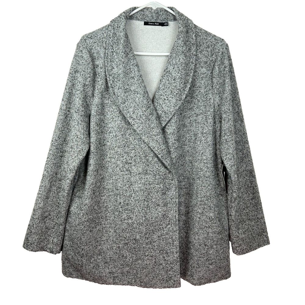 Doe & Rae Heather Gray Hidden Snap Closures Jacket Size Large NWT